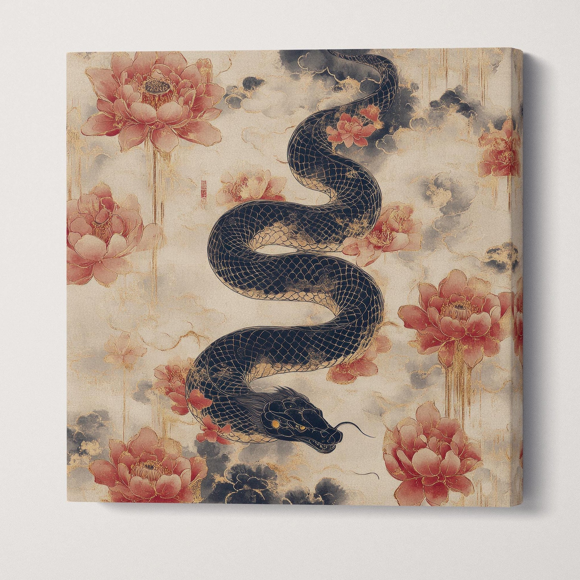 Serpent of Legends: The Celestial Guardian Canvas Wall Art ramed Print