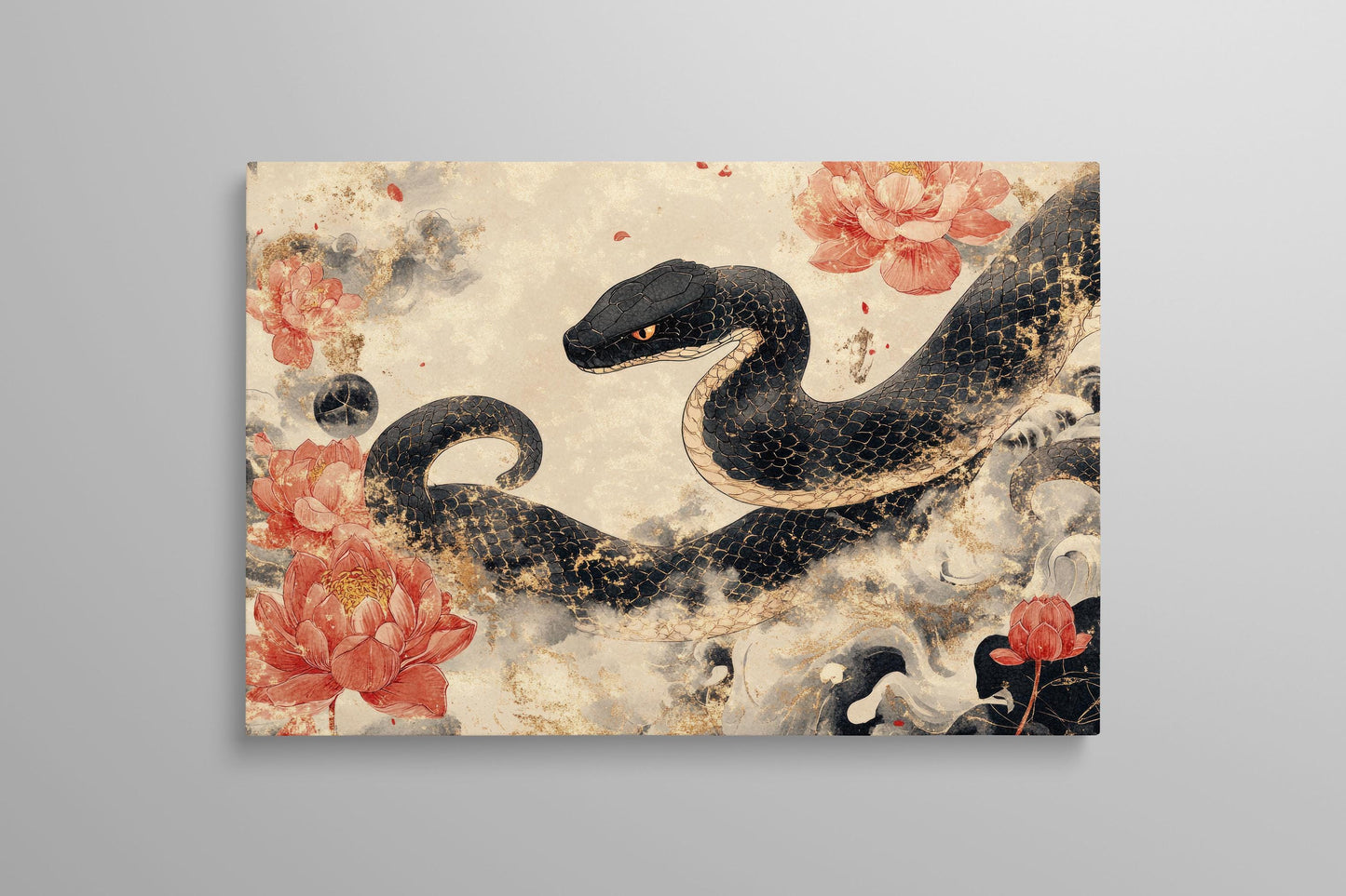 Serpent of the Golden Mist Art Canvas Wall Decor Eco Leather Print Wall 2D