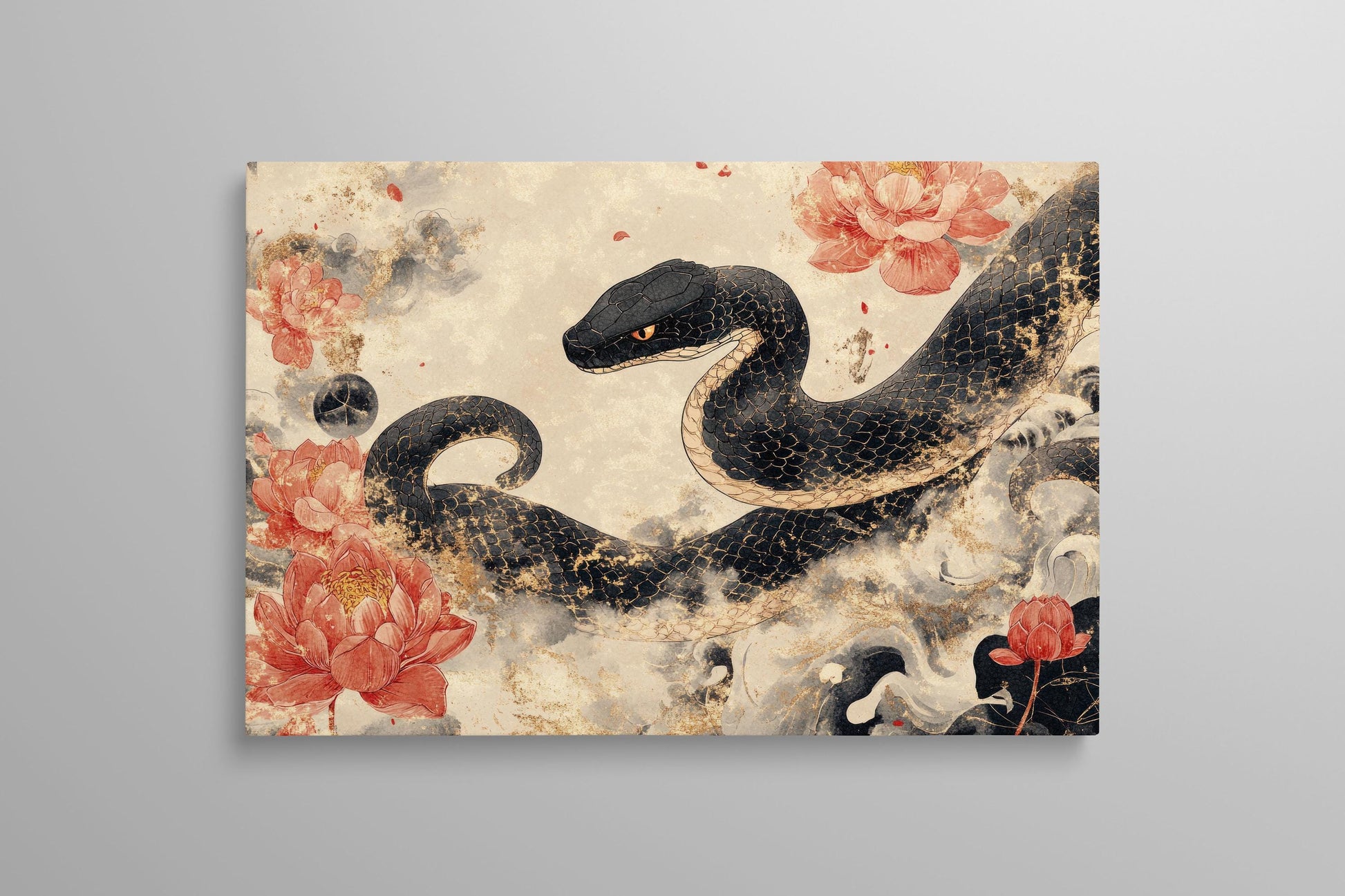 Serpent of the Golden Mist Art Canvas Wall Decor Eco Leather Print Wall 2D