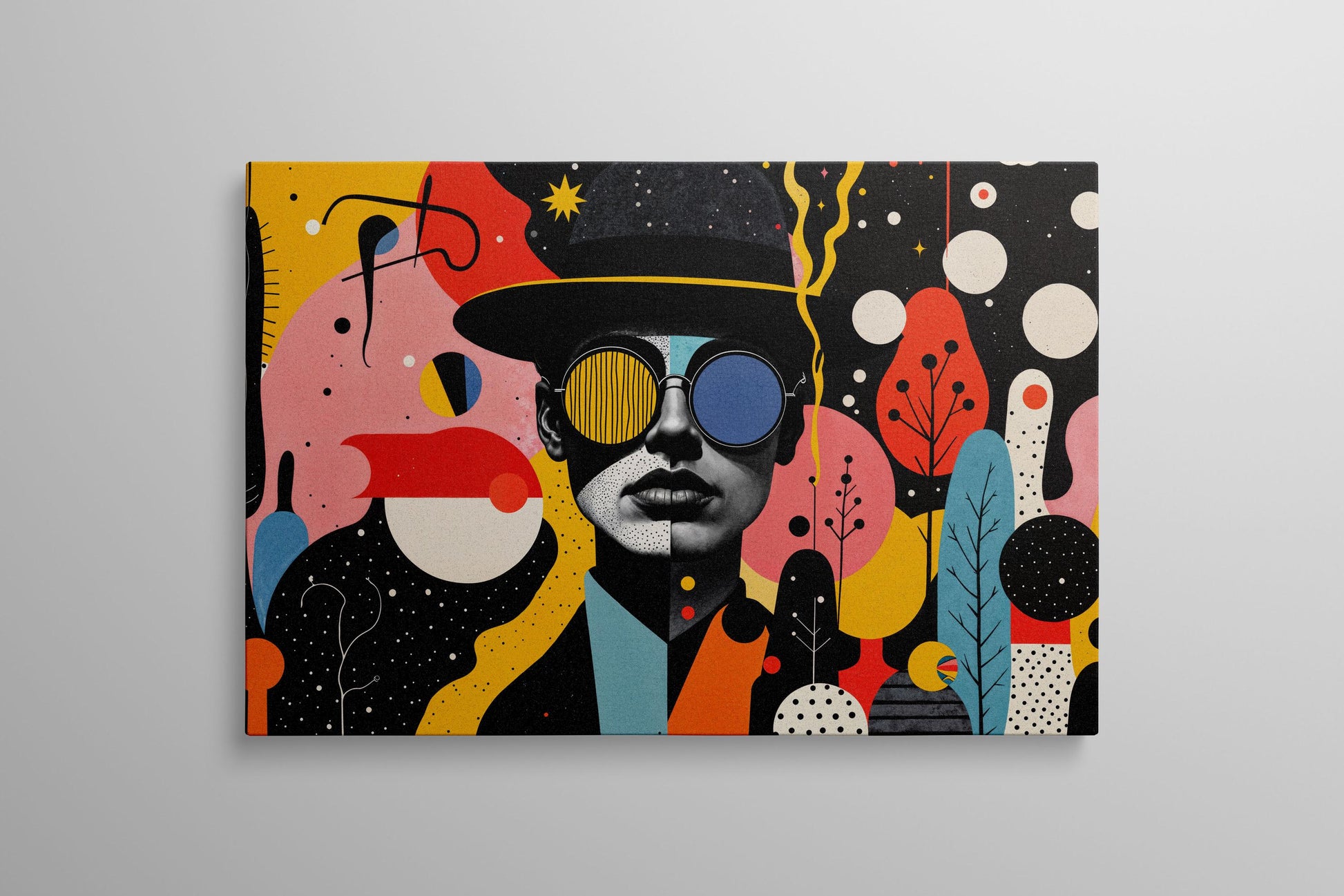 Surreal Fusion: A Dadaist Vision in Vibrant Layers Wall Art Home Decor Eco Leather Print Wall Flat