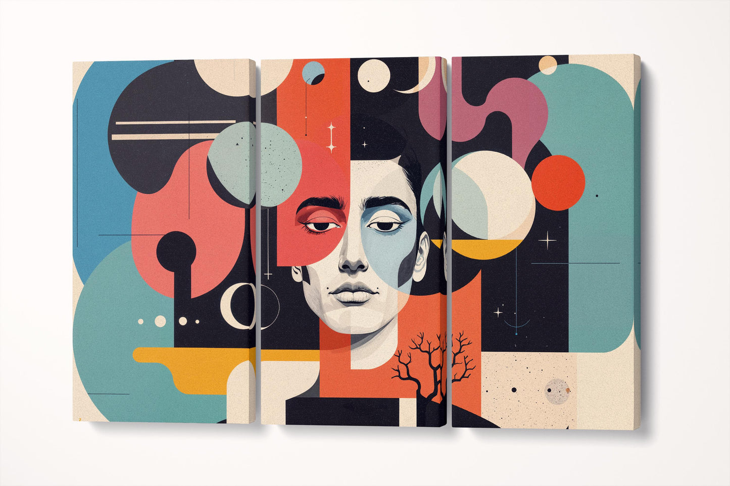 Dreams of the Absurd Dadaism Eco Leather Wall Art Canvas Print Triptych