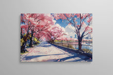 Load image into Gallery viewer, Blossoms of Spring Sakura Lake in Anime Japan Wall Art Home Decor Eco Leather Print Wall 2D