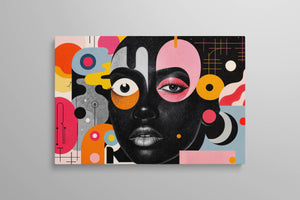 Surreal Geometric Vision Abstract Pop Art Portrait Wall Art Home Decor Eco Leather Print Wall 2D