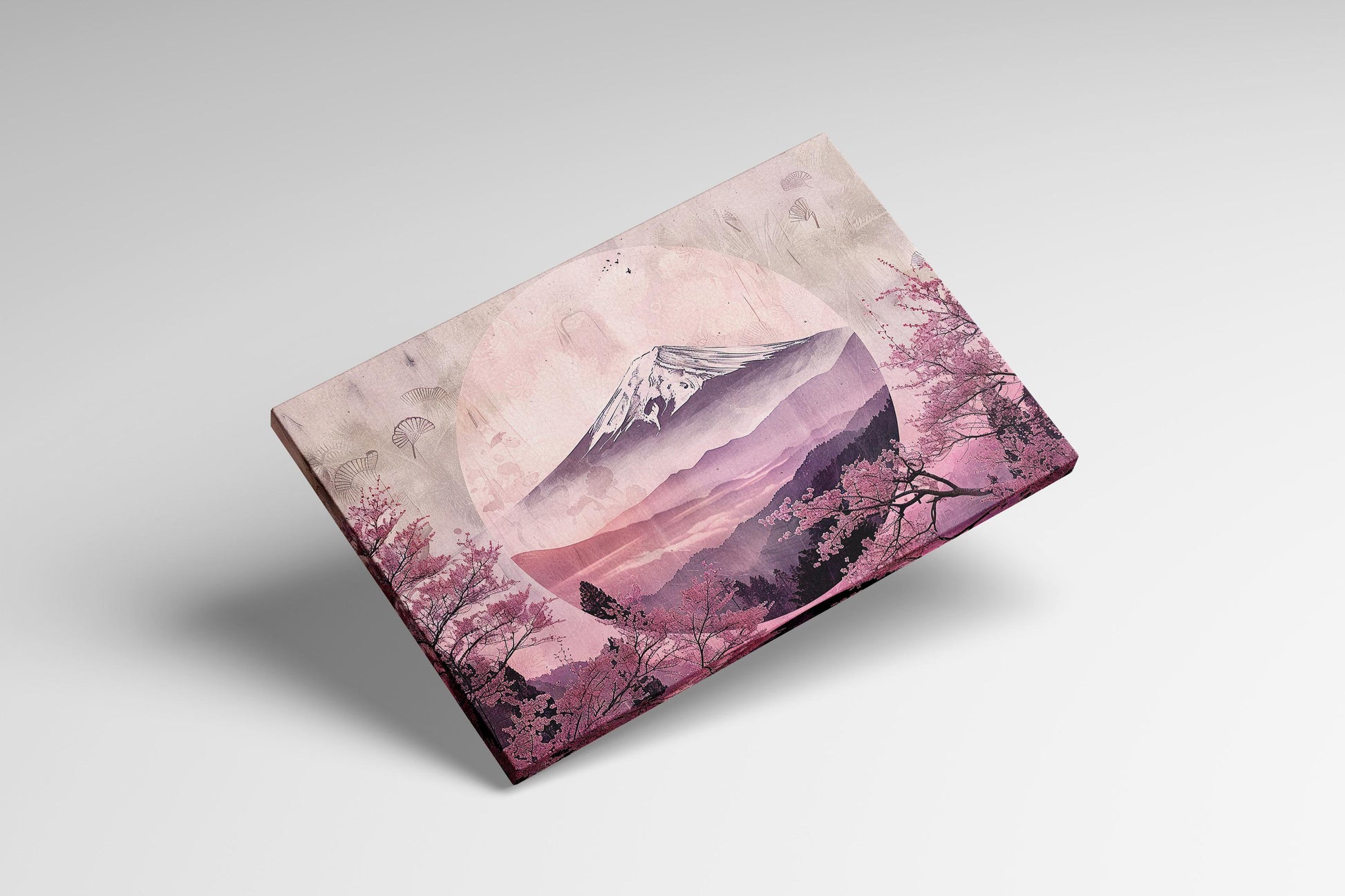 Cherry Blossom Pink Fuji Canvas Eco Leather Print Floating