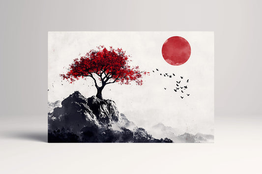 Solitude Under the Rising Sun Canvas Wall Decor Eco Leather Print
