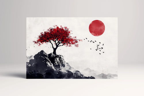 Solitude Under the Rising Sun Canvas Wall Decor Eco Leather Print