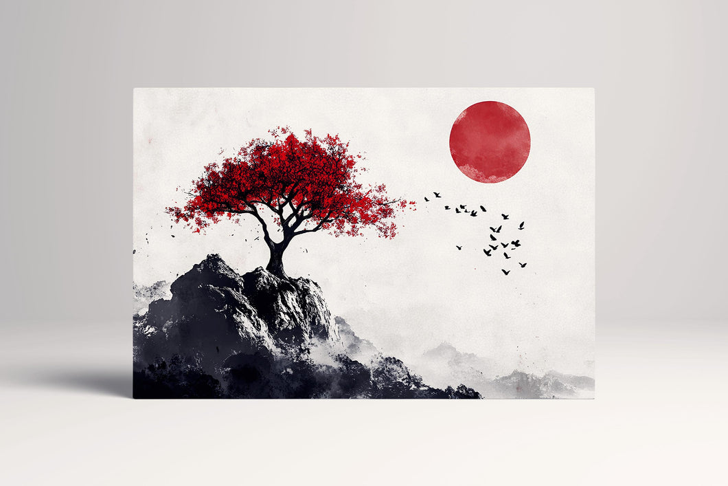 Solitude Under the Rising Sun Canvas Wall Decor Eco Leather Print