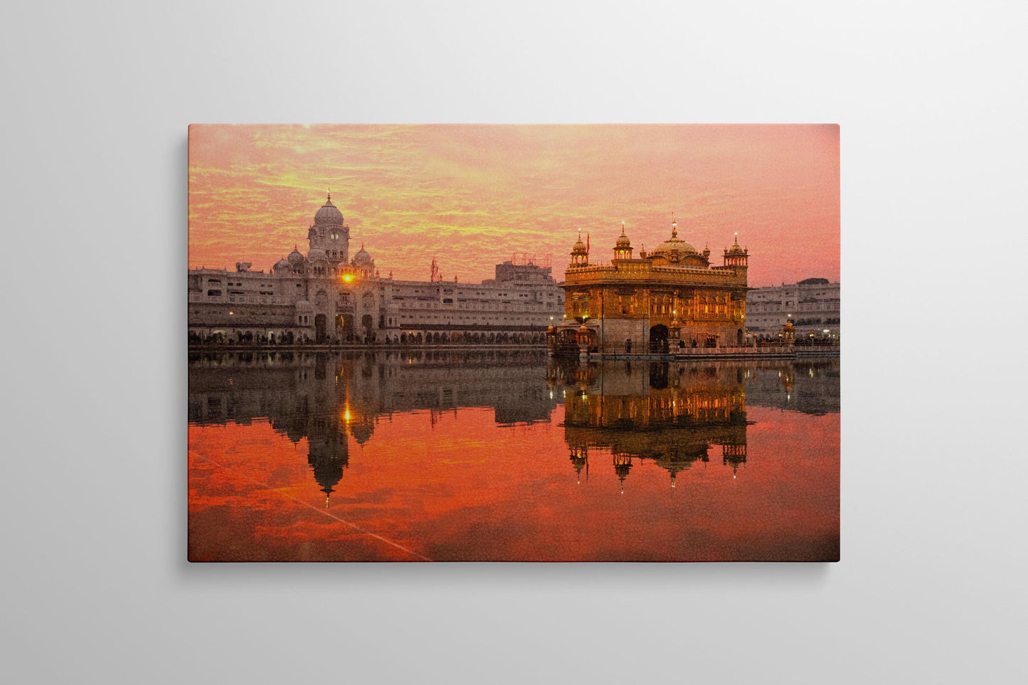 Golden Temple Sri Harmandir Sahib, Amritsar, Punjab, India at sunset canvas eco leather print Wall