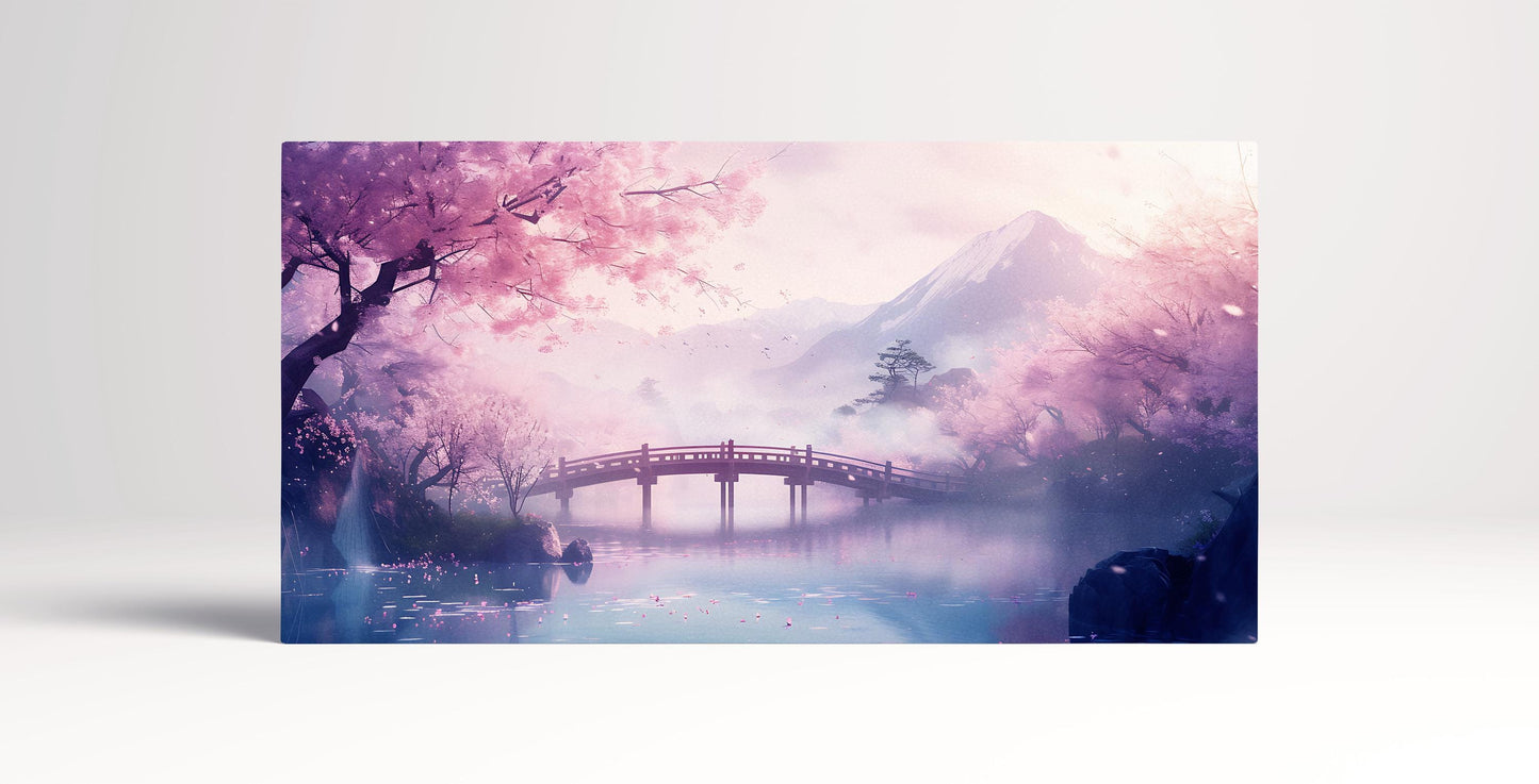 Cherry blossom landscape Japan manga canvas