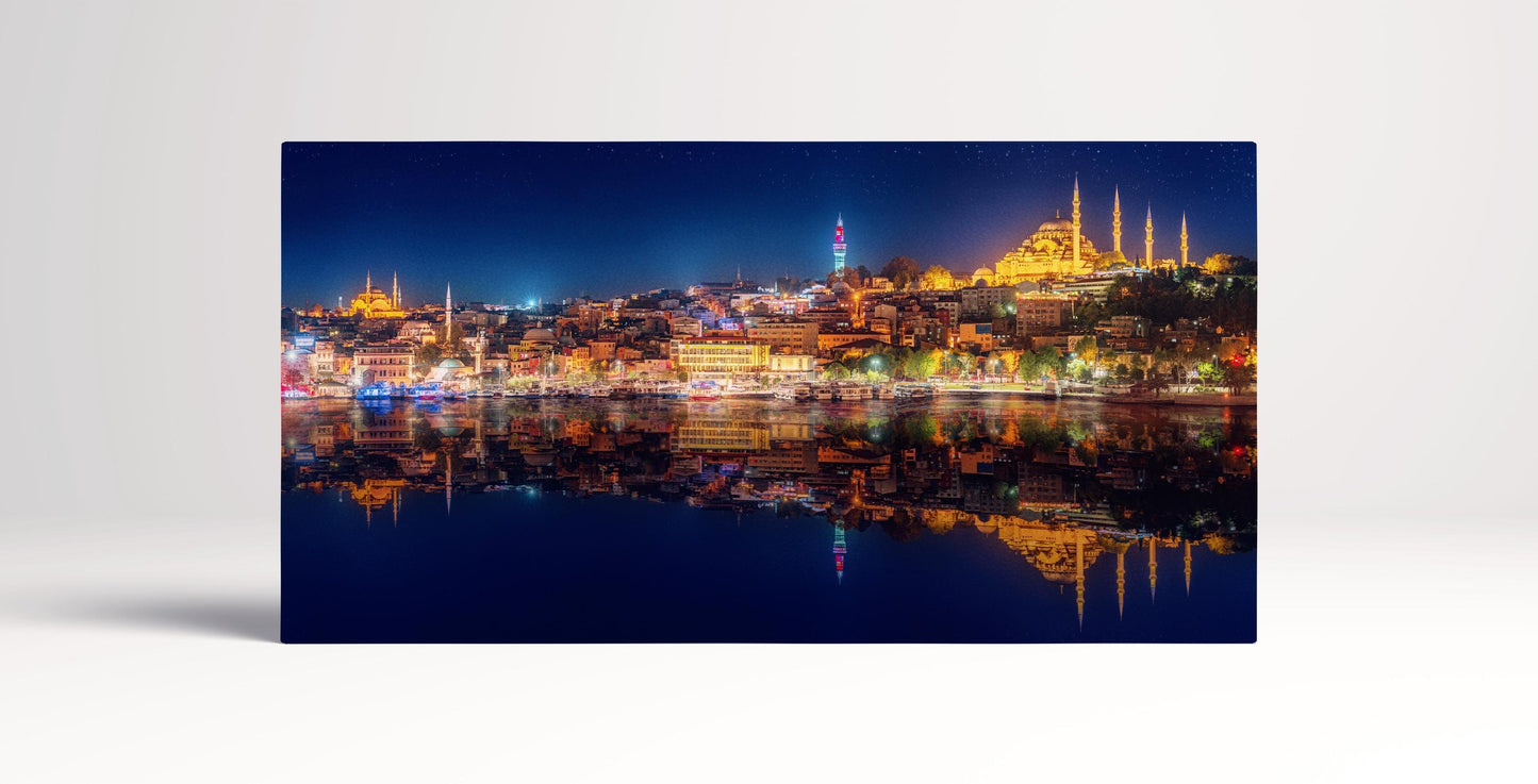 Istanbul at night wall art canvas eco leather print
