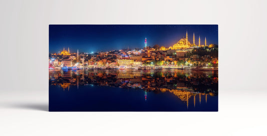 Istanbul at night wall art canvas eco leather print