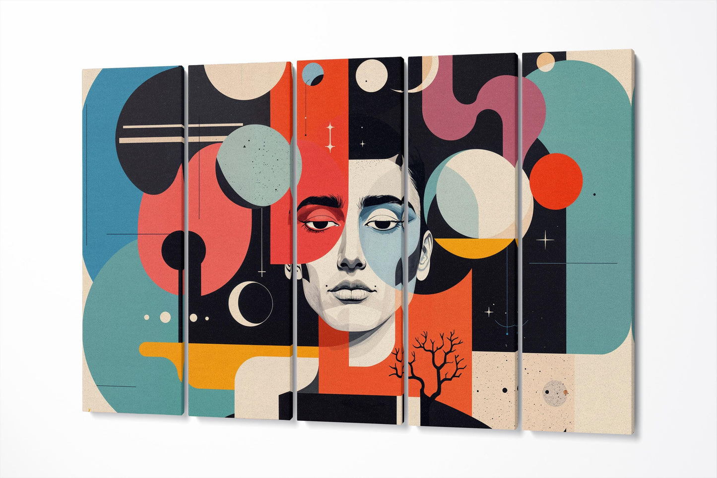 Dreams of the Absurd Dadaism Eco Leather Wall Art Canvas Print 5 Panels