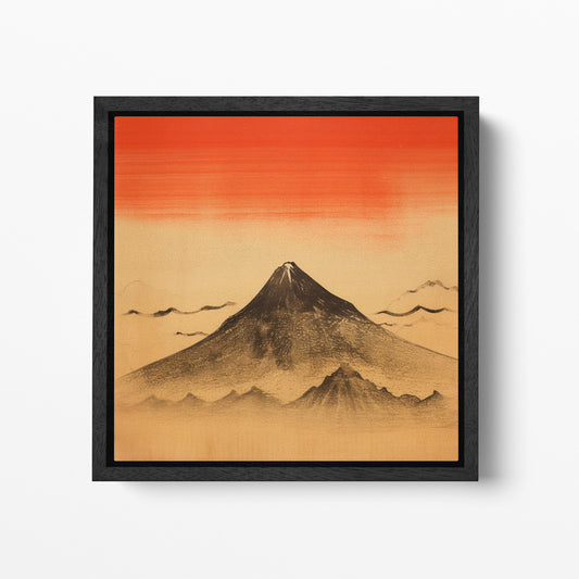 Sacred Silence Fuji at Dawn Japan Wall Art Canvas Eco Leather Print Black Frame