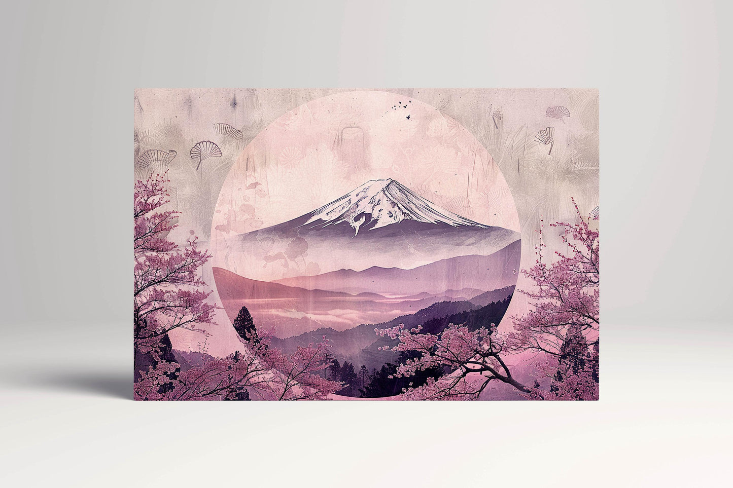 Cherry Blossom Pink Fuji Canvas Eco Leather Print