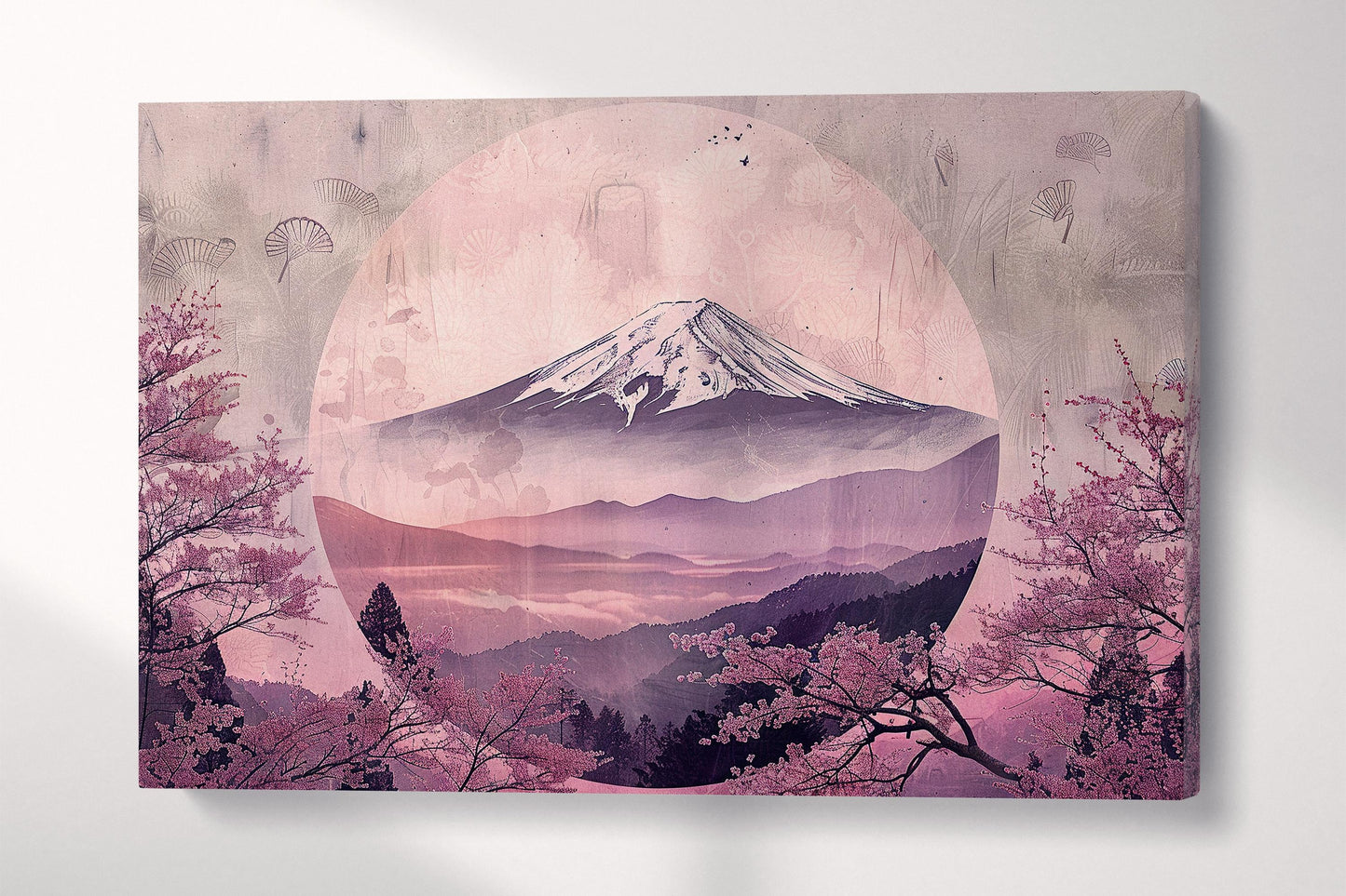 Cherry Blossom Pink Fuji Canvas Eco Leather Print 3D