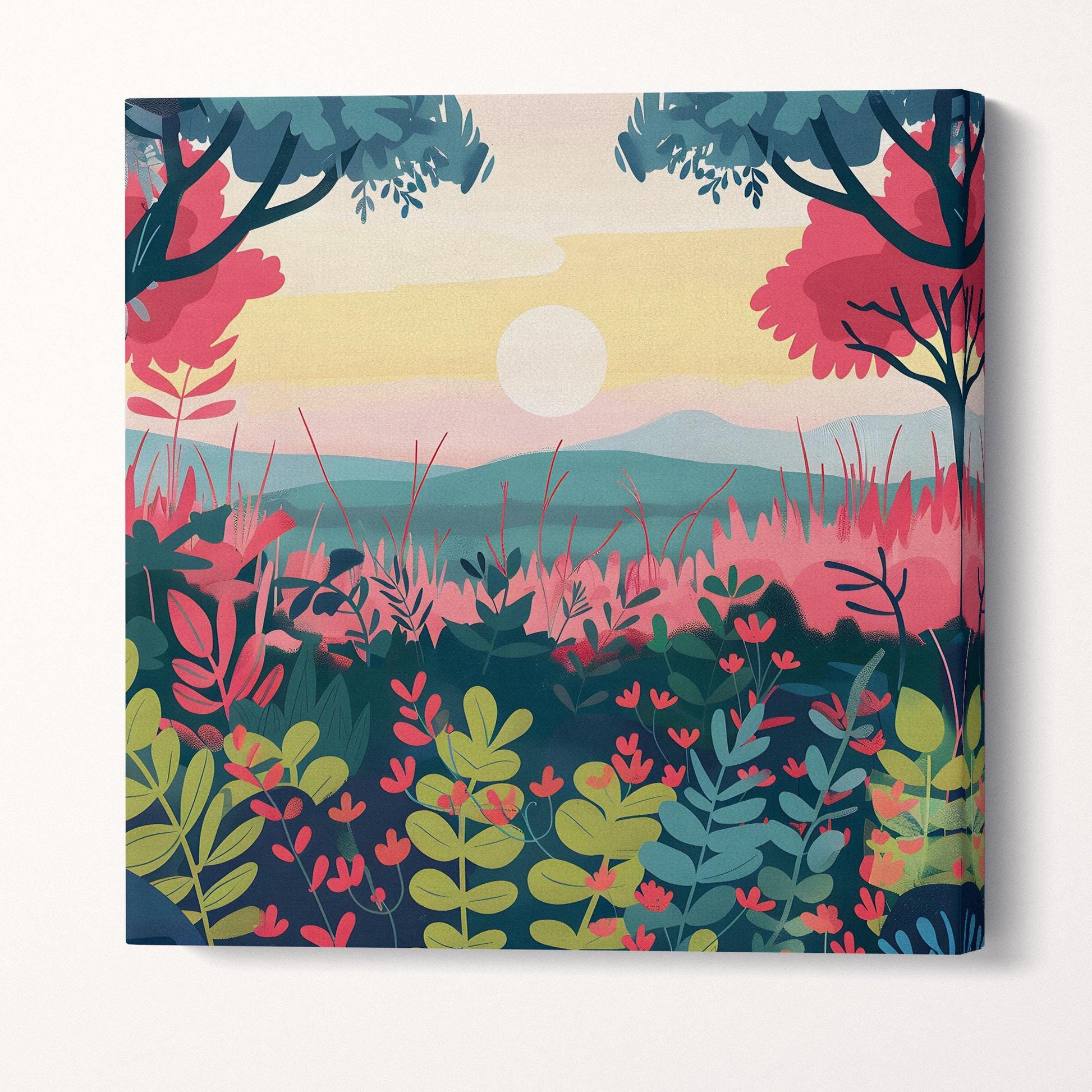 Boho Sunset Bliss Landscape Wall Art Canvas Eco Leather Print