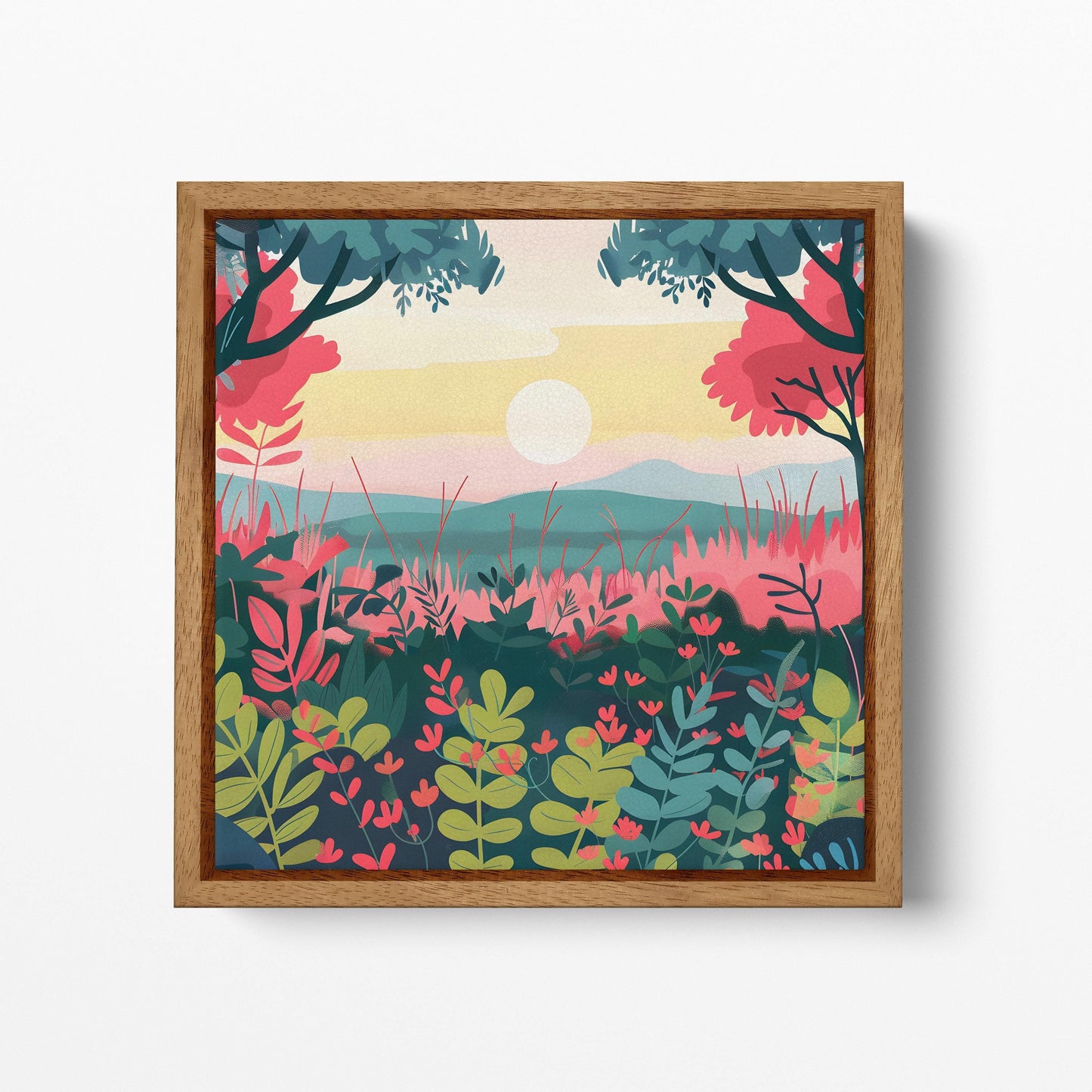 Boho Sunset Bliss Landscape Wall Art Canvas Eco Leather Print Wood Frame