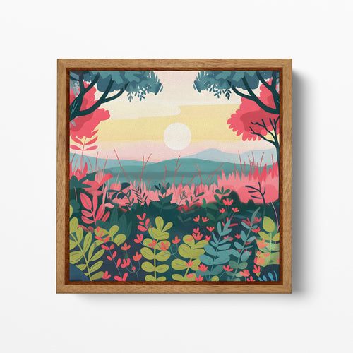 Boho Sunset Bliss Landscape Wall Art Canvas Eco Leather Print Wood Frame