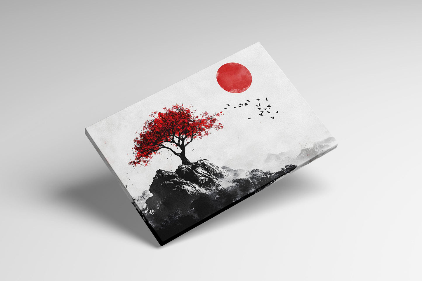 Solitude Under the Rising Sun Canvas Wall Decor Eco Leather Print Levitating