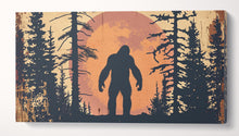 Load image into Gallery viewer, Bigfoot Silhouette in the Forest Wall Art Canvas Eco Leather Print Wall 3D