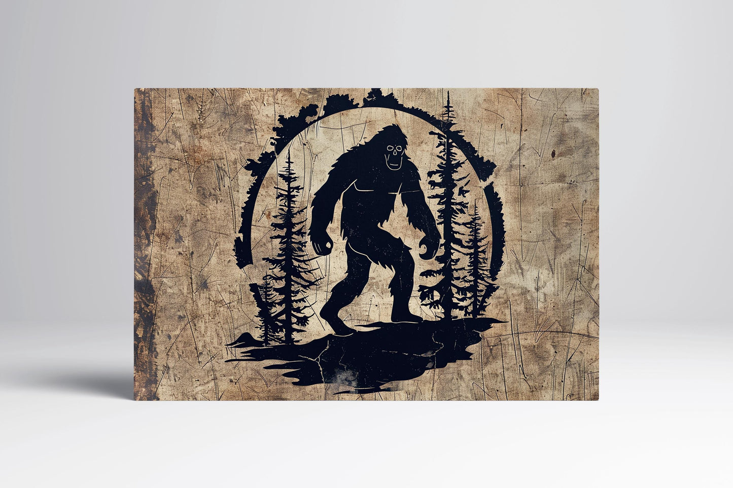 Legend of the Wild Bigfoot Silhouette Wall Art Eco Leather Canvas Print