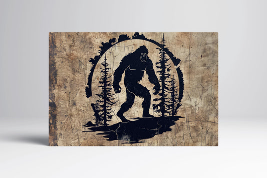 Legend of the Wild Bigfoot Silhouette Wall Art Eco Leather Canvas Print