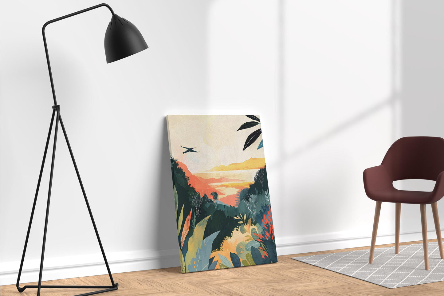 Tropical Horizon Modern Nature Wall Art Eco Leather Print Ambient