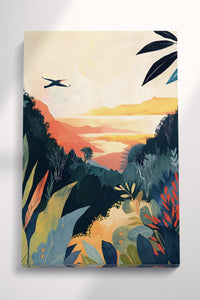 Tropical Horizon Modern Nature Wall Art Framed Eco Leather Print