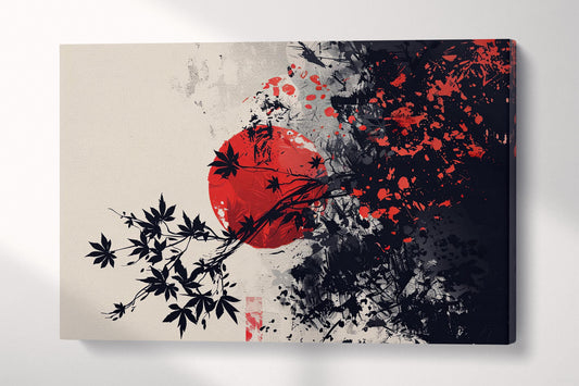 Chaos of the Rising Sun Japanese Ink Wall Art Eco Leather Canvas Print 3D