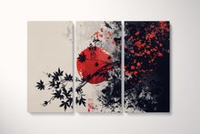 Load image into Gallery viewer, Chaos of the Rising Sun Japanese Ink Wall Art Eco Leather Canvas Print Triptych