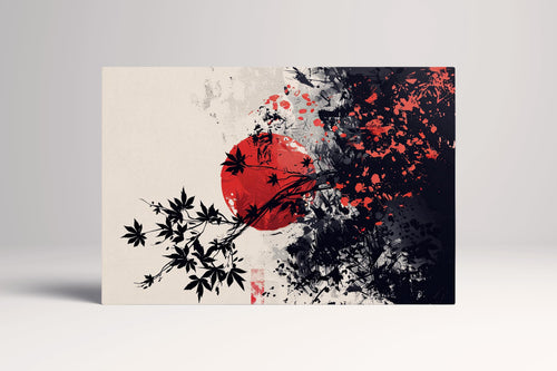 Chaos of the Rising Sun Japanese Ink Wall Art Eco Leather Canvas Print