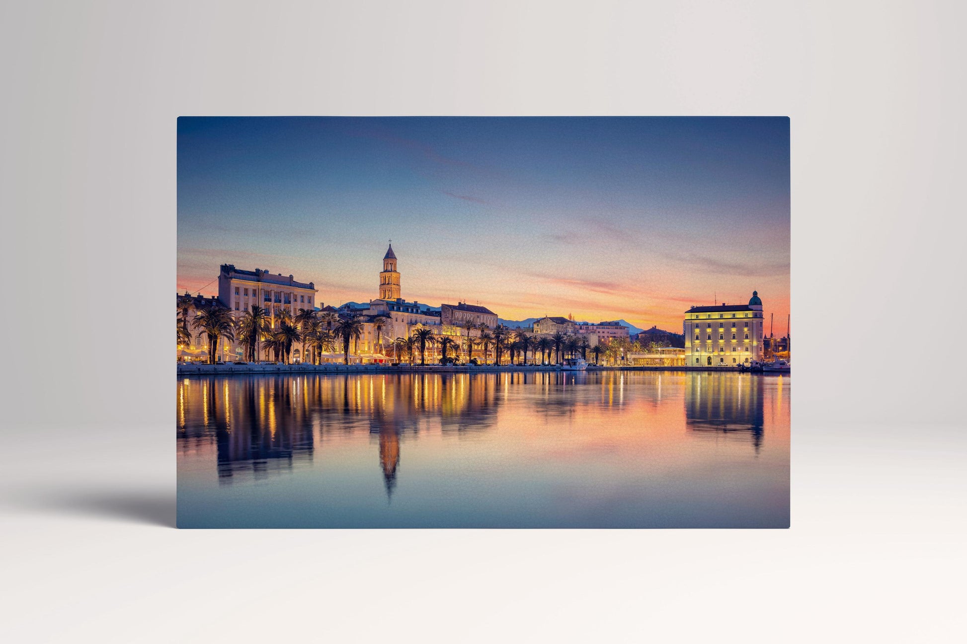 Split at sunrise canvas leather print