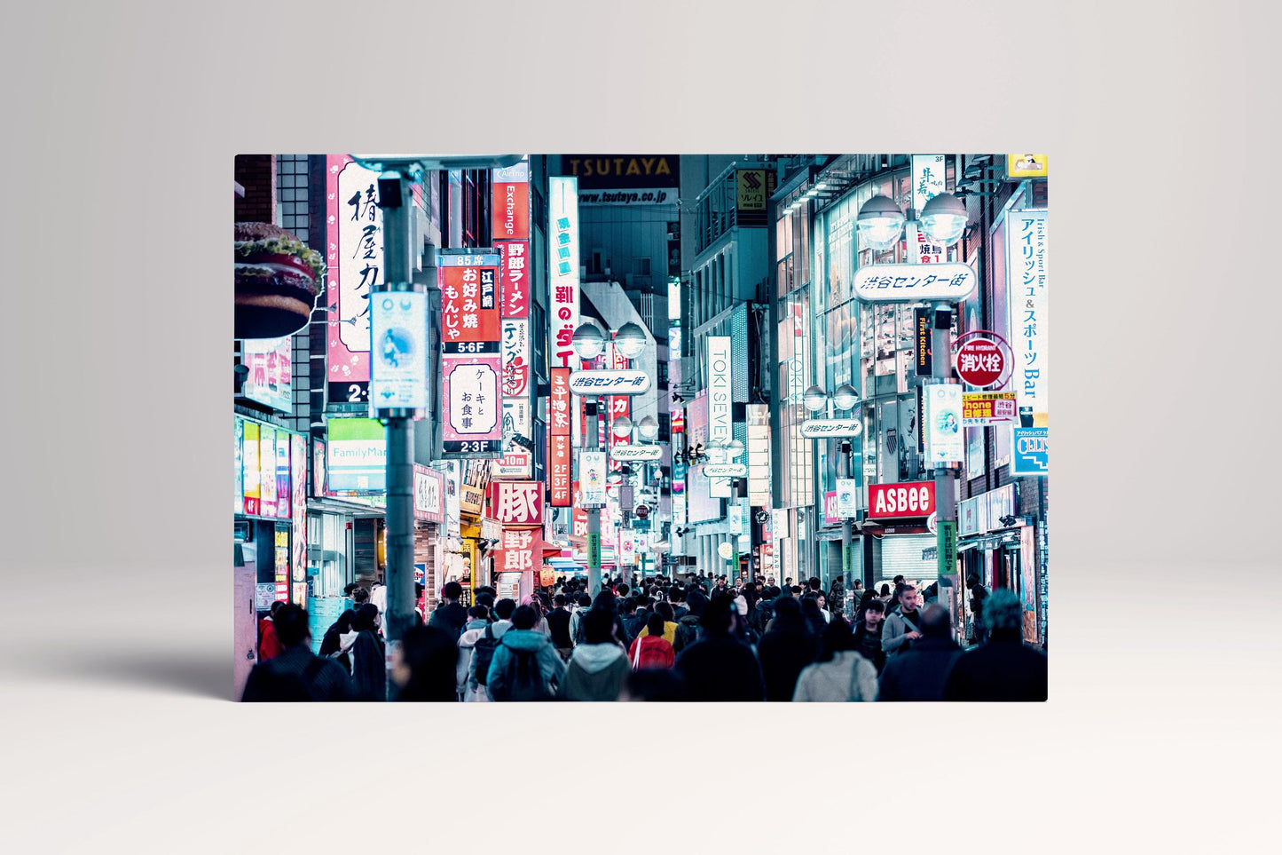 Tokyo Night Lights Shibuya Street Neon Glow Eco Leather Canvas Print