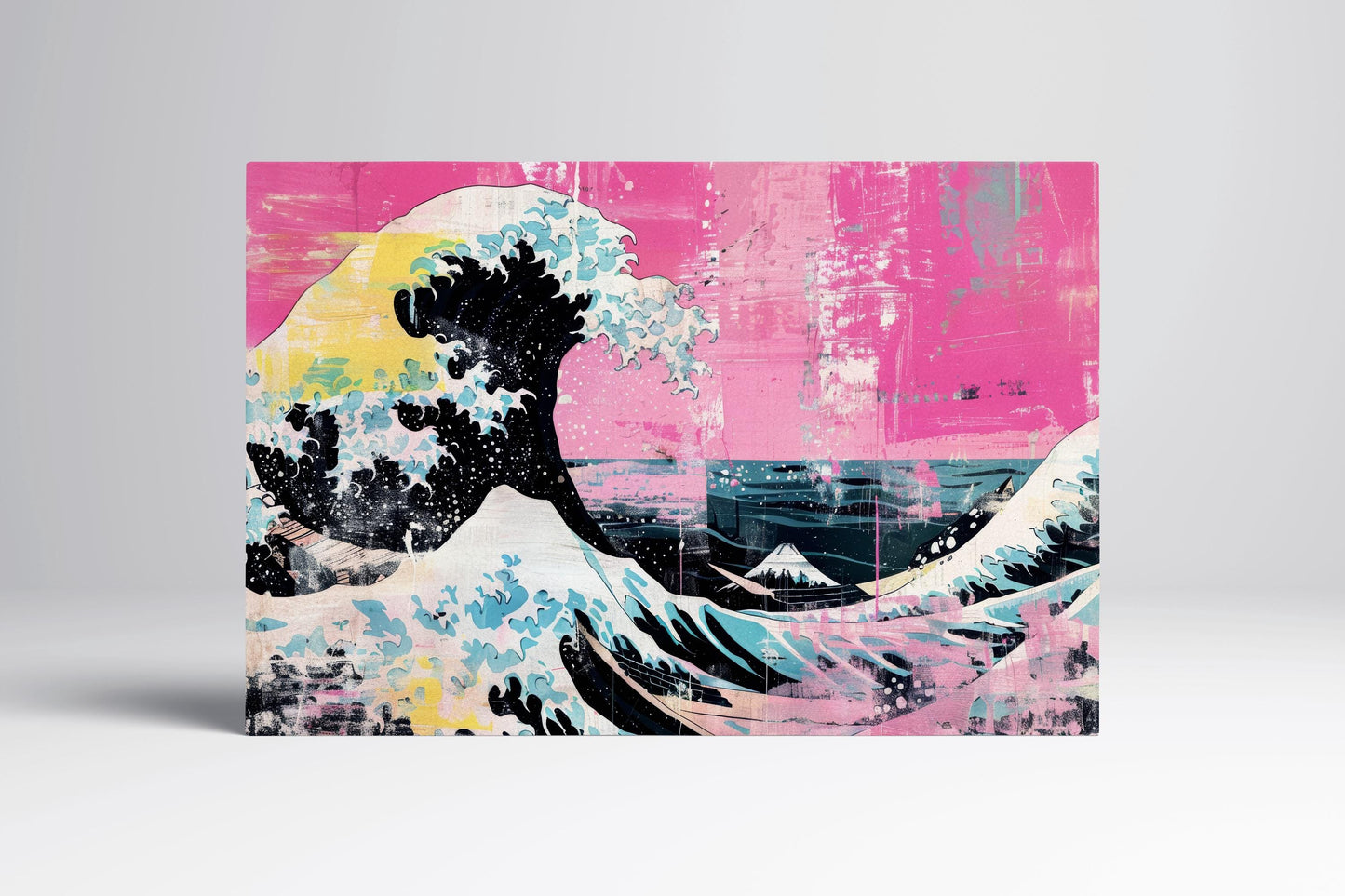 The Great Wave off Kanagawa Punk Edition in Pink Canvas Eco Leather Print Reproduction
