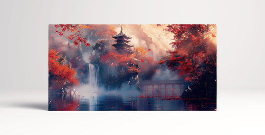 Serenity in the Crimson Mist A Samurai Autumn Reverie Anime Wall Art Home Decor Framed Canvas Print