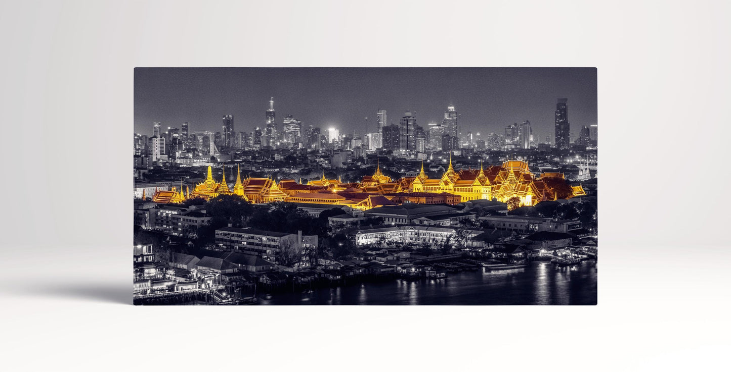 Bangkok ancient architecture artwork wall art framed eco leather canvas print