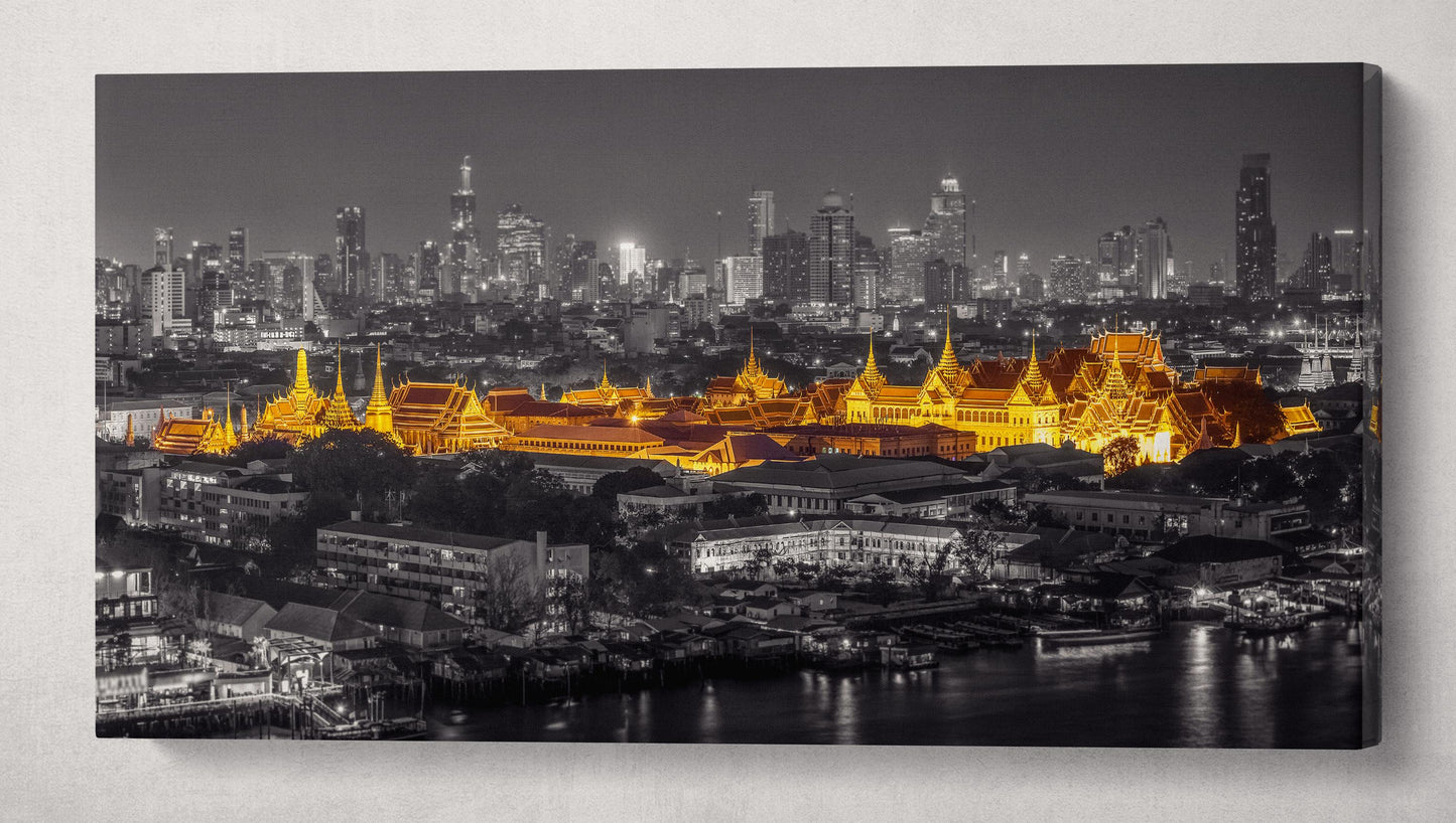 Bangkok ancient architecture artwork wall art framed eco leather canvas print wall 3D