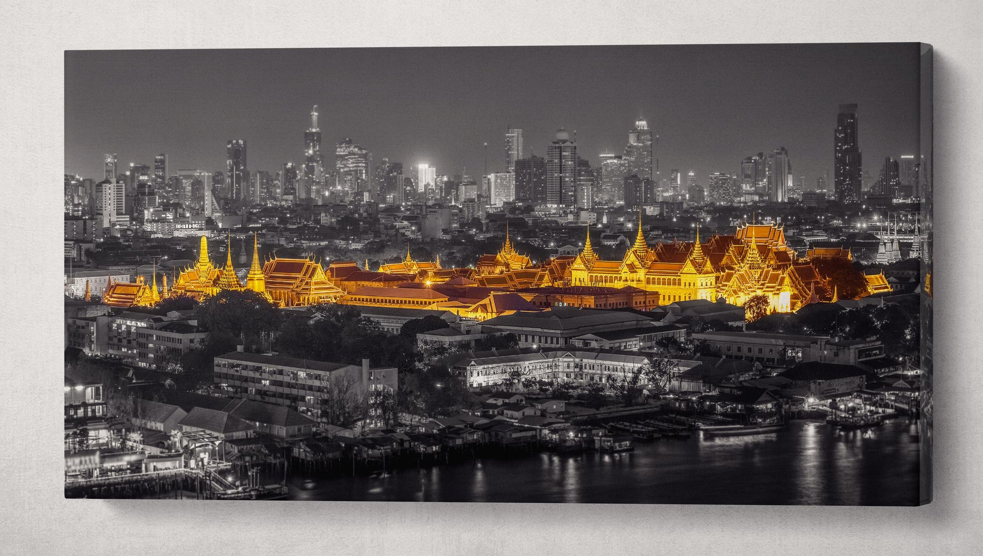 Bangkok ancient architecture artwork wall art framed eco leather canvas print wall 3D