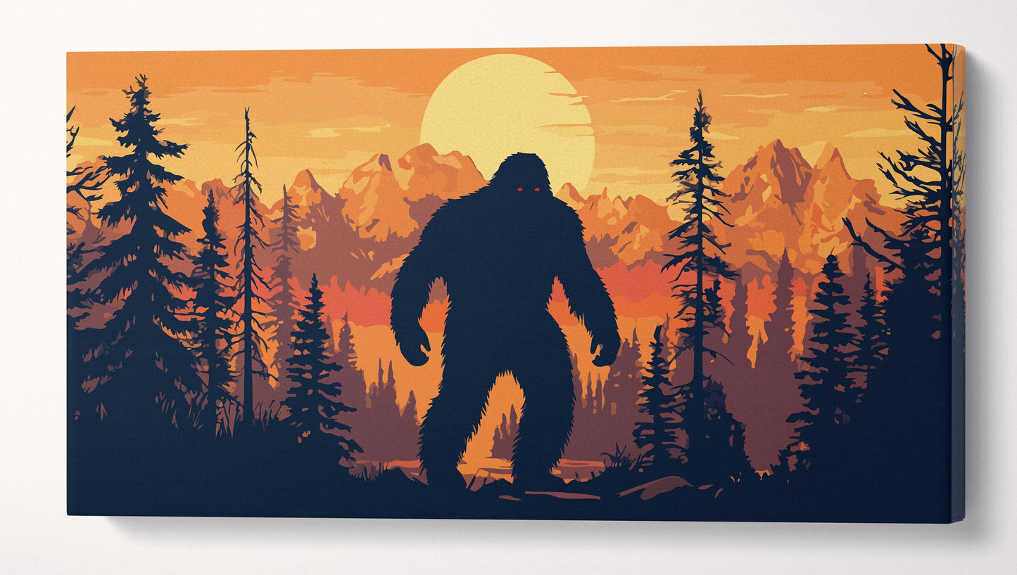 Bigfoot at Sunset Wall Art Canvas Eco Leather Print Wall 3D