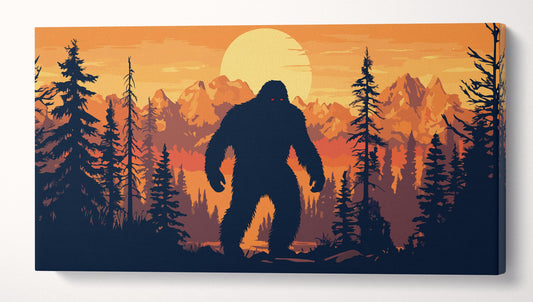 Bigfoot at Sunset Wall Art Canvas Eco Leather Print Wall 3D
