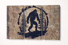 Charger l&#39;image dans la galerie, Legend of the Wild Bigfoot Silhouette Wall Art Eco Leather Canvas Print Triptych 3D