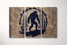 Charger l&#39;image dans la galerie, Legend of the Wild Bigfoot Silhouette Wall Art Eco Leather Canvas Print Triptych