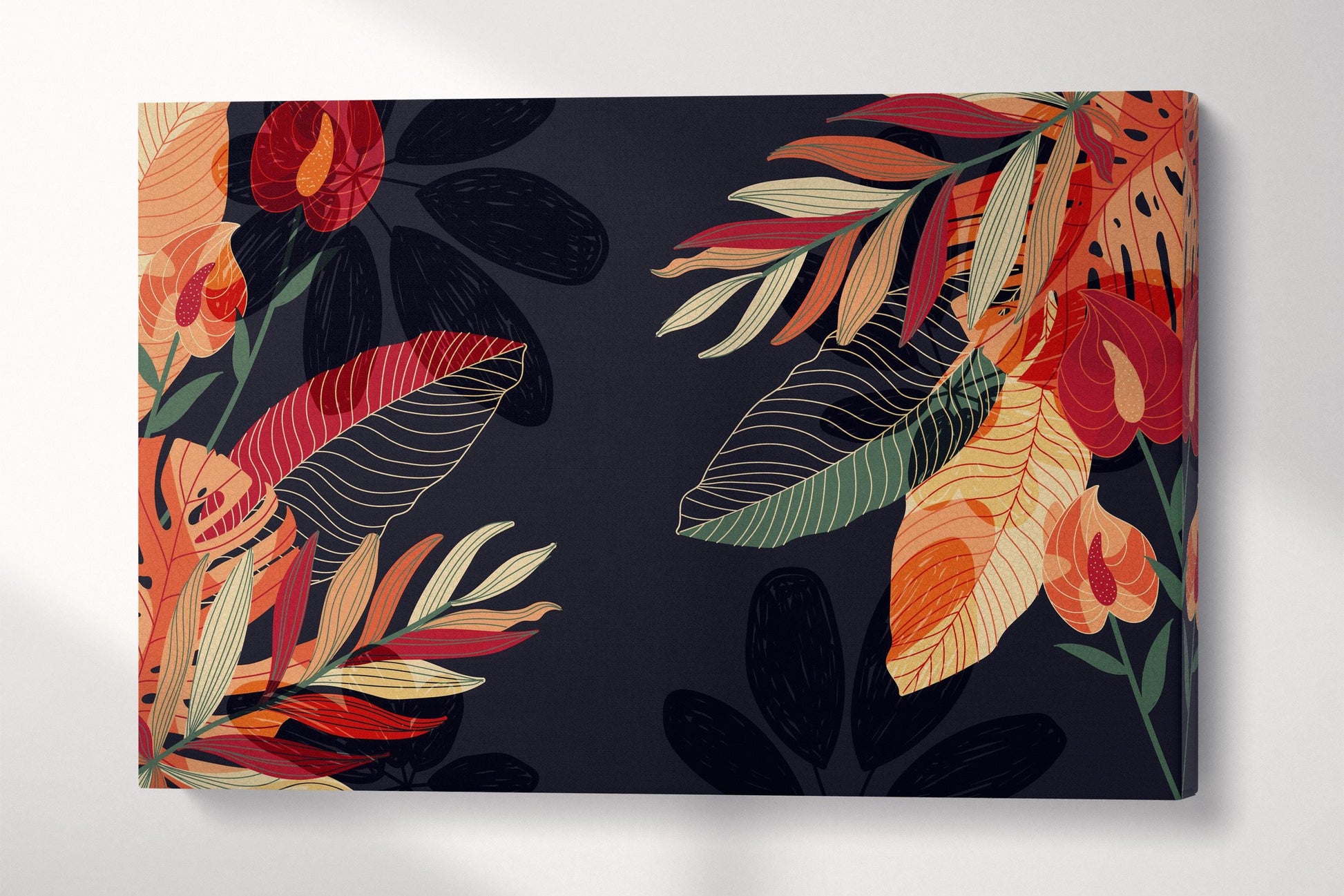 Tropical Noir Exotic Foliage Art Vibrant Wall Art Eco Leather Print 3D