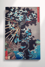 Load image into Gallery viewer, Raiko Battles Dragon by Kuniyoshi Japanese Ukiyo-e Wall Art Eco Leather Reproduction Canvas Gallery Wrap