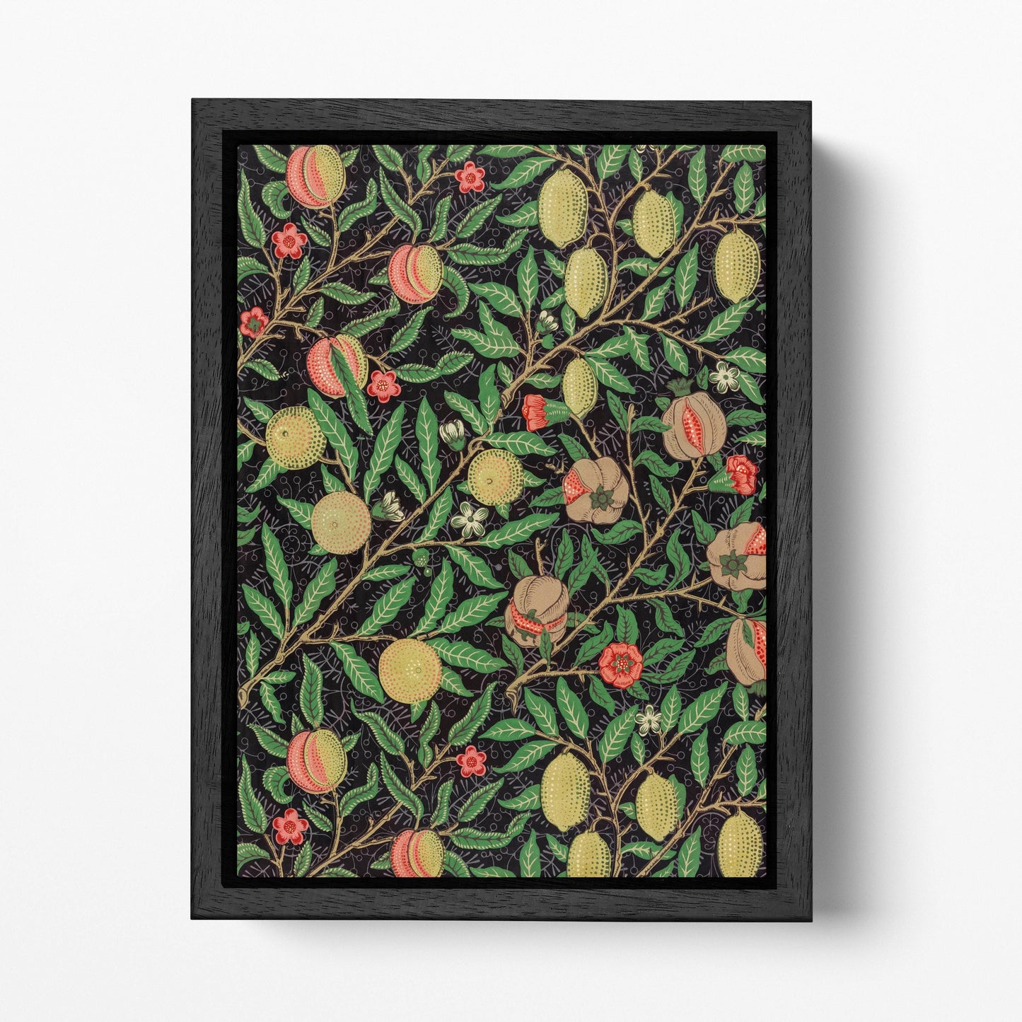 Fruit by William Morris Wall Art PETA Approved Vegan Leather Print Black Frame