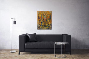 Émile Bernard “Les Roses” Art Nouveau Floral Print on Vegan Leather Canvas Sofa Lounge