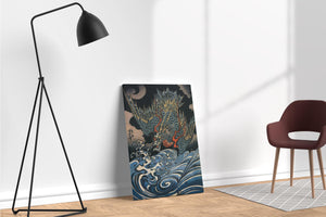 Dragon Rising Kuniyoshi Japanese Ukiyo-e Wall Art Eco Leather Reproduction Canvas Ambient