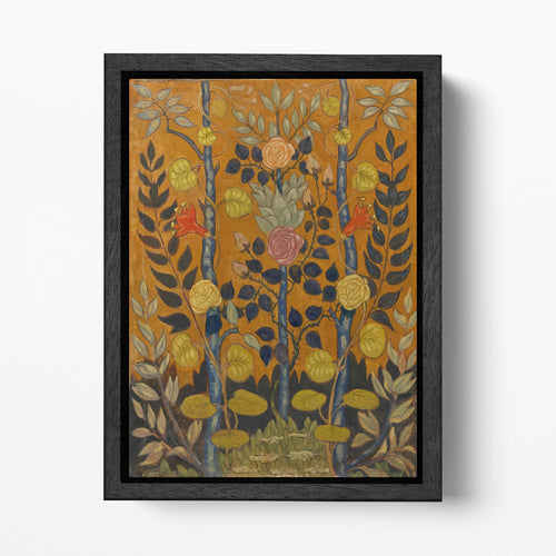 Émile Bernard “Les Roses” Art Nouveau Floral Print on Vegan Leather Canvas Black Frame