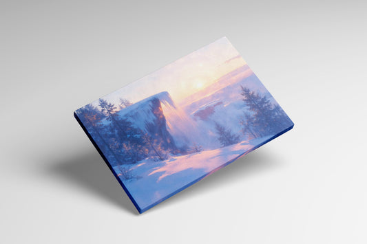 Frozen Dawn Winter Cliffside Wall Art Home Gift Eco Leather Print Levitating