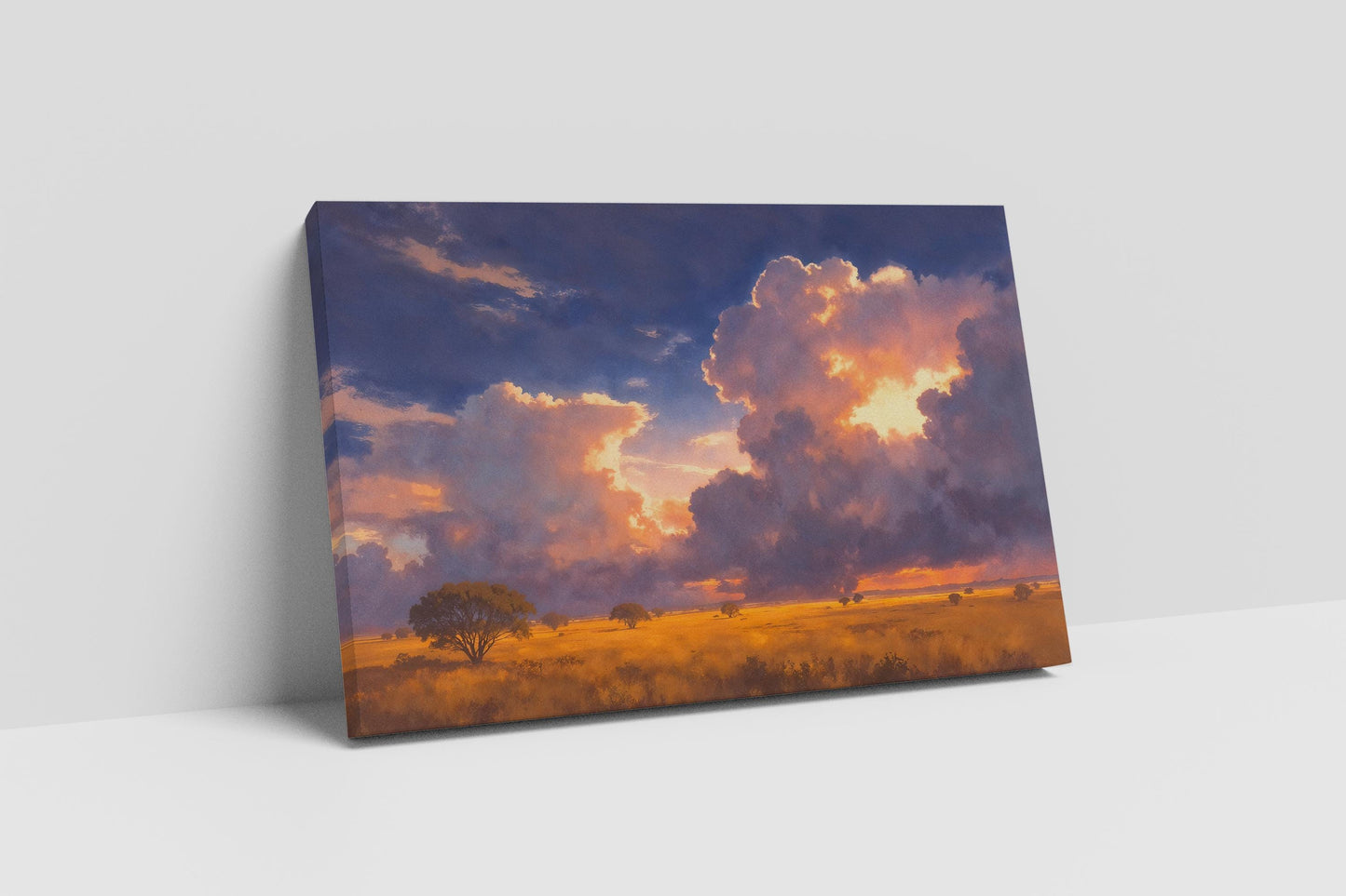 Golden Savanna Sunset Dramatic Cloud Landscape Wall Art Home Gift Eco Leather Print Floor